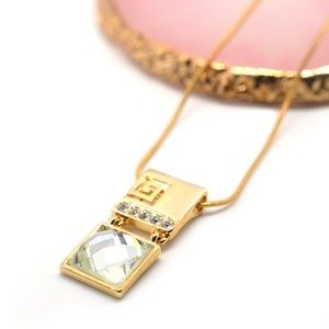 Gold Plated Square Rhinestone Necklace